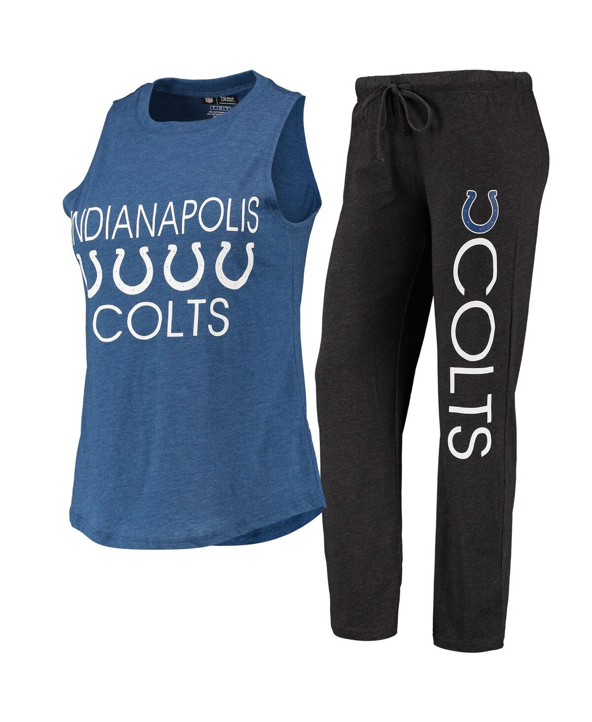 Shop Concepts Sport Women's  Black, Royal Indianapolis Colts Muscle Tank Top And Pants Sleep Set In Black,royal