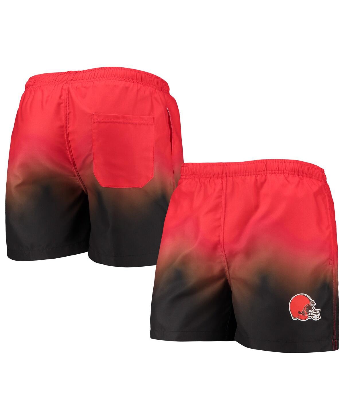 Shop Foco Men's  Orange, Brown Cleveland Browns Dip-dye Swim Shorts In Orange,brown