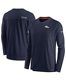 Men's Navy Denver Broncos 2022 Sideline Coach Chevron Lock Up Performance Long Sleeve T-shirt