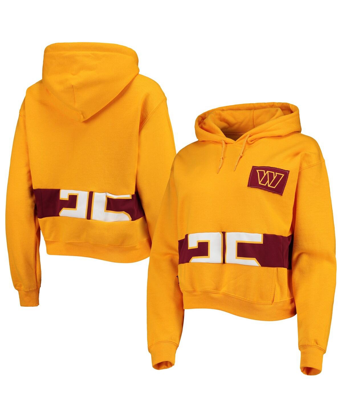 Shop Refried Apparel Women's  Gold Washington Commanders Cropped Pullover Hoodie