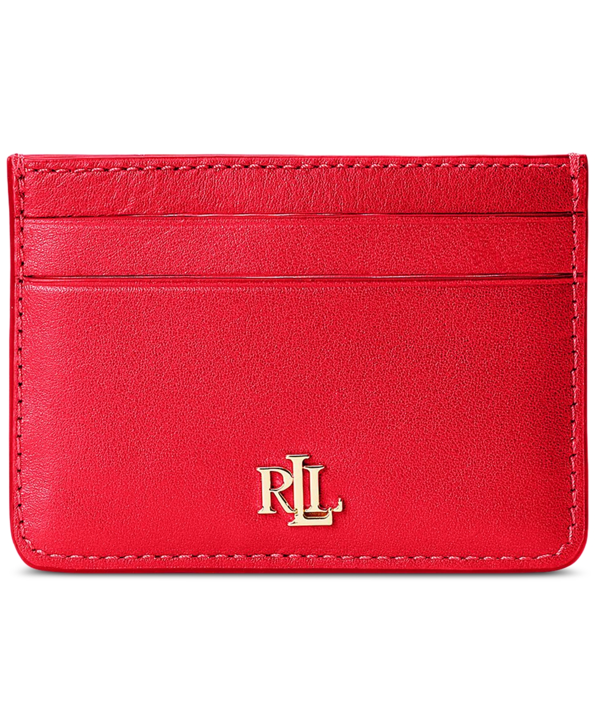 Lauren Ralph Lauren Women's Full-grain Leather Small Slim Card Case In Red