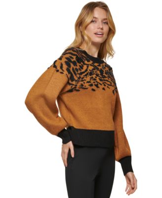 Bodosalia Womens Puff Short Sleeve Sweater Crew Neck Pullover Tops Ribbed Knit Sweater Blouse