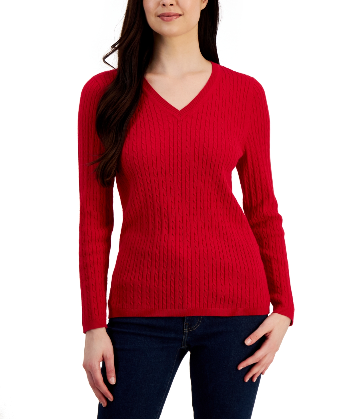 Tommy Hilfiger Women's Cable Ivy V-Neck Sweater