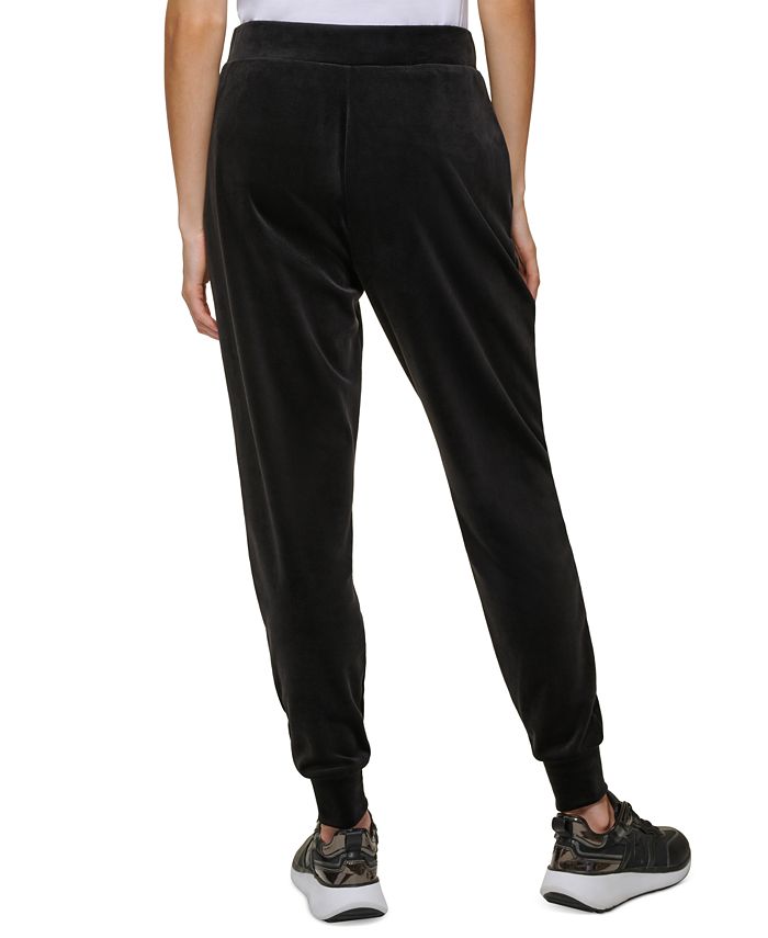 DKNY Women's Velour Sequined-Logo Tie-Waist Pants & Reviews - Pants ...