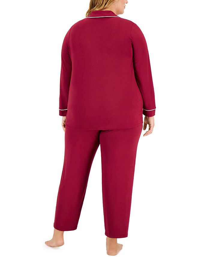Alfani Plus Size NotchCollar LongSleeve Pajamas Set, Created for Macy