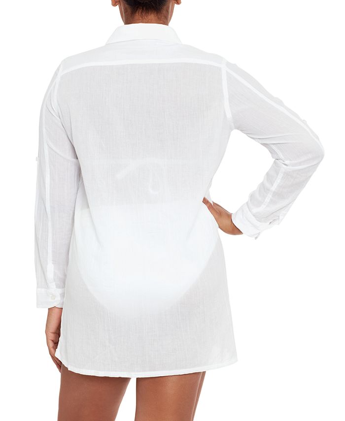 Lauren Ralph Lauren Crushed Cotton Cover-Up Shirt & Reviews - Swimsuits ...