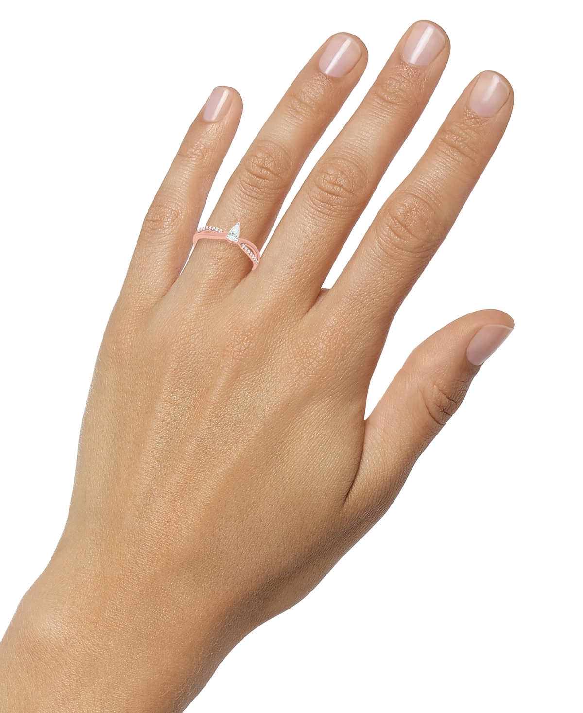 Diamond Pear-Cut Swirl Solitaire Engagement Ring (1/4 ct. tw) in 14k Yellow or- Rose Gold