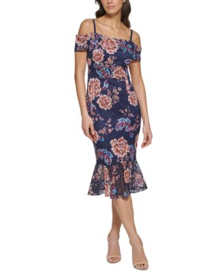 GUESS Off-The-Shoulder Lace Midi Dress & Reviews - Dresses - Women - Macy's