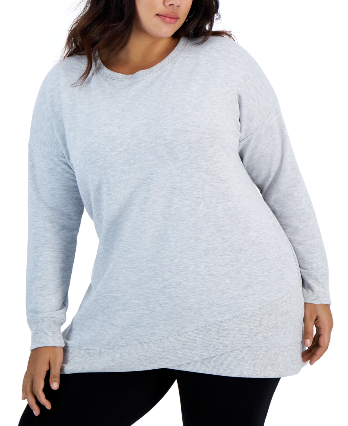 Id Ideology Plus Size Crossover-Hem Sweatshirt, Created for Macy's