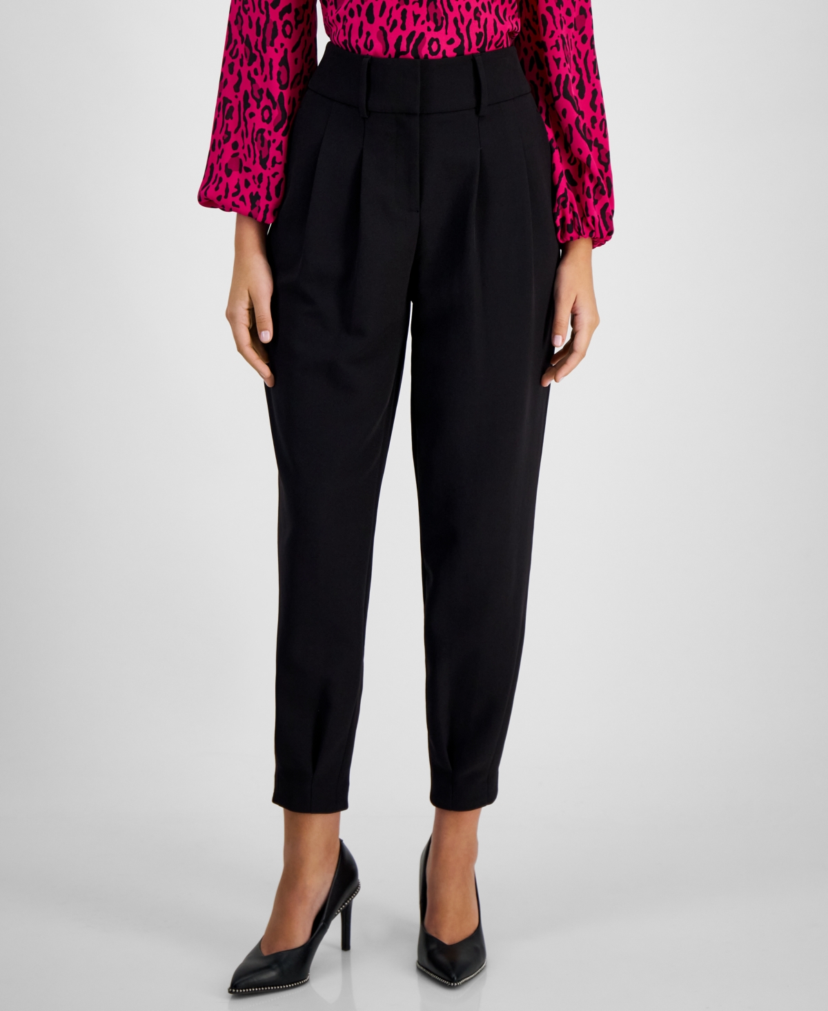 Bar Iii Women's Pleat-front Mid-rise Ankle Pants, Created For Macy's In  Black | ModeSens