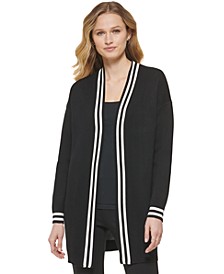 Women's Striped Back-Logo Dropped-Shoulder Sweater