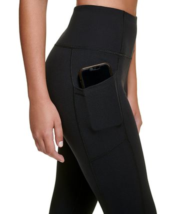 Calvin Klein Women's X-fit Faux-leather Stirrup Leggings In Black