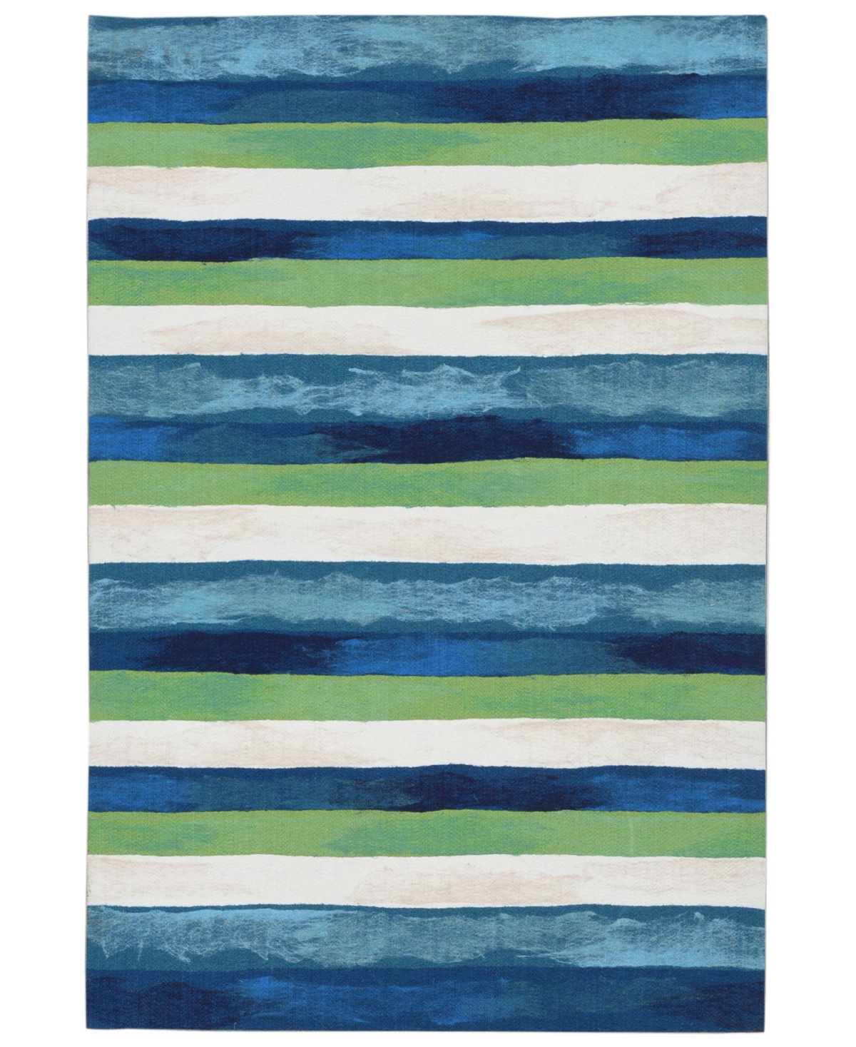 Liora Manne Visions Ii Painted Stripes 2' X 3' Outdoor Area Rug In Sapphire