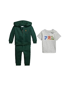 Baby Boys Logo T-shirt, Fleece Hoodie and Pants, 3 Piece Set