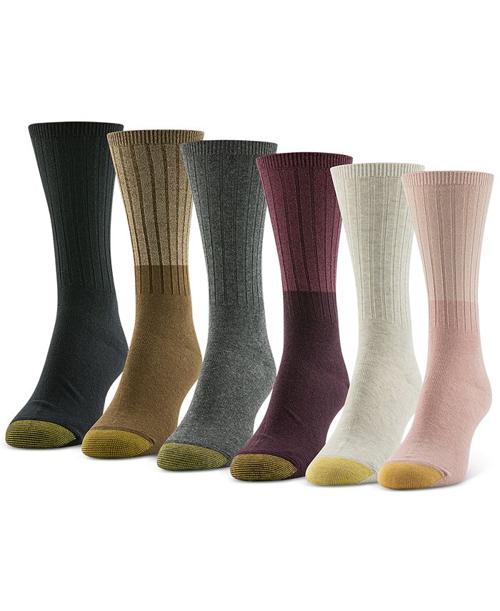 Gold Toe Women's 6Pk. Ribbed Knit Crew Socks Macy's