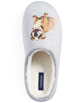 Club Room Men s Holiday Bulldog Fleece Lined Slippers Created for