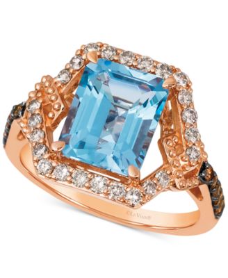 Le Vian - Blue Topaz (3-1/2 ct. t.w.) & Diamond (5/8 ct. t.w.) Statement Ring in 14k Rose Gold