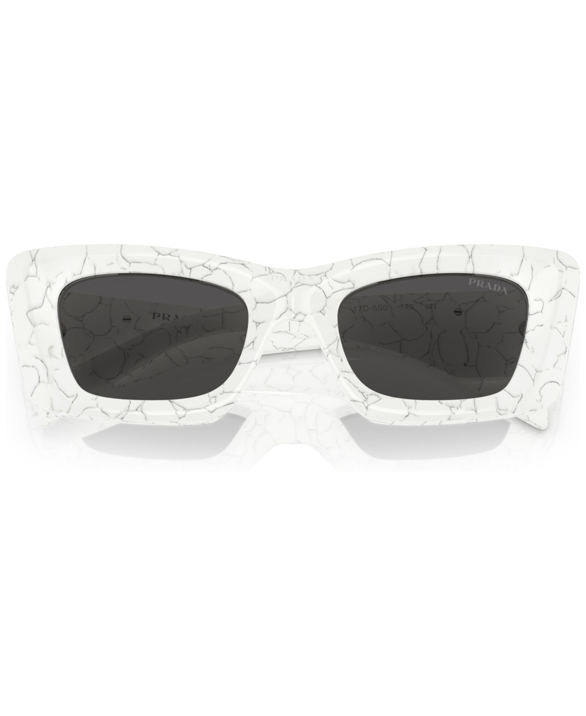 Prada Marble-print Rectangular-frame Sunglasses In White