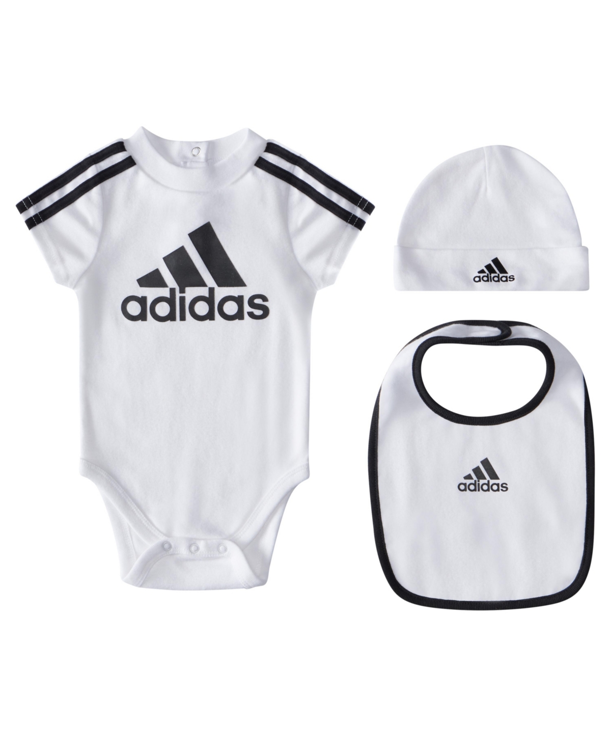 adidas Baby Boys or Baby Girls Short Sleeve Classic 3-Stripes Box Gift Set
