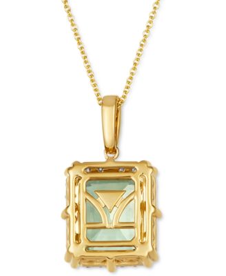 Mint Julep Quartz (3-3/4 ct. t.w.) & Diamond (1/3 ct. t.w.) Adjustable 20" Pendant Necklace in 14k Gold