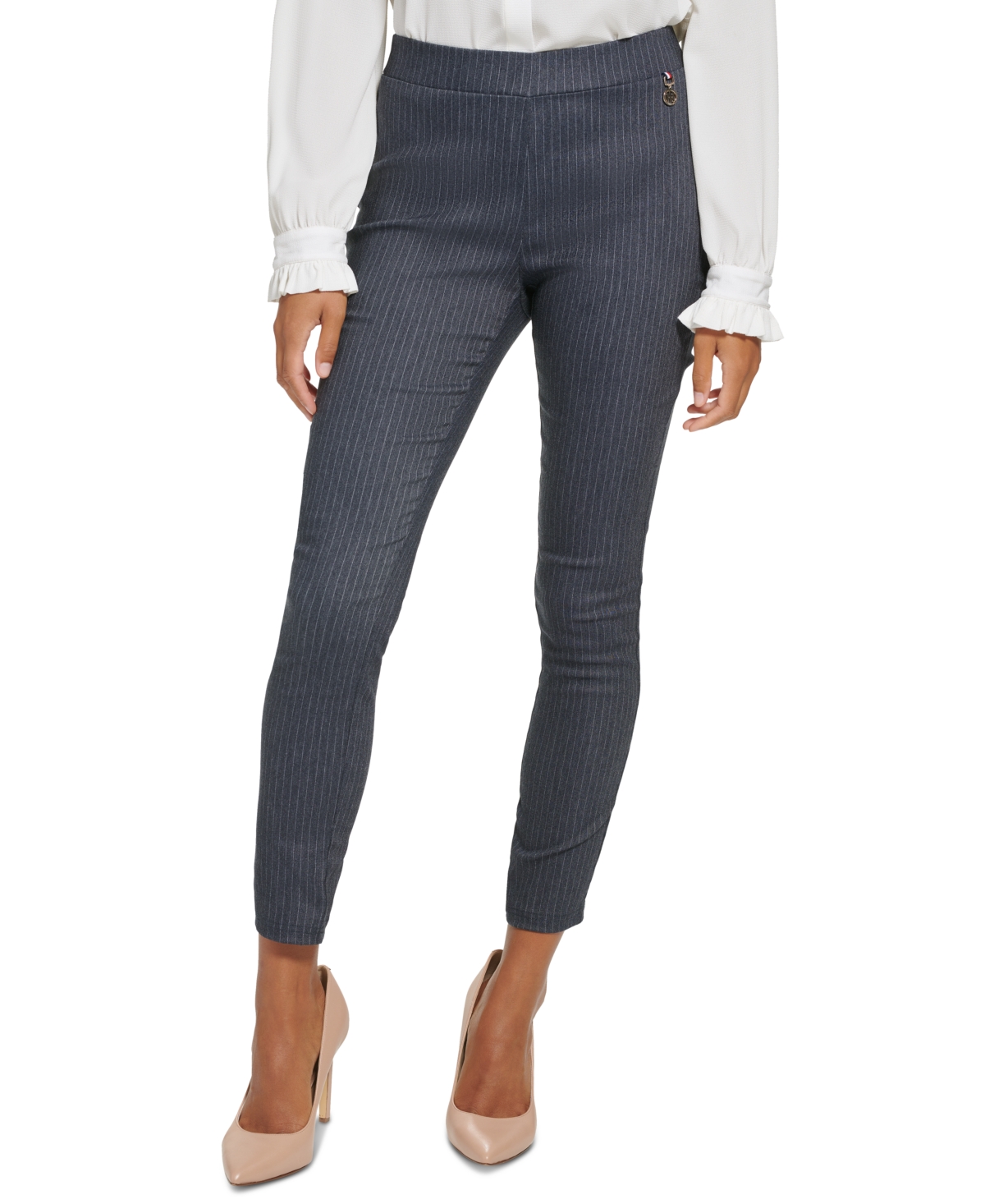 Tommy Hilfiger Women's Pinstriped Pull-On Skinny Ankle Pants