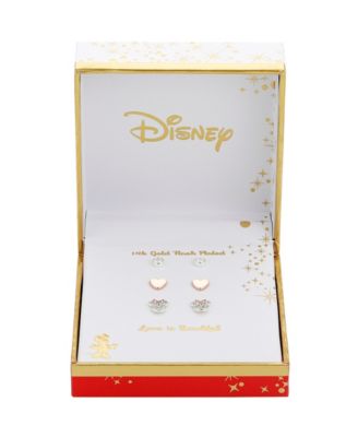Cubic Zirconia Minnie Mouse Earring (0.01 ct. t.w. / 0.43 ct. t.w.) in 14K Gold Flash Plated Set 3 Piece