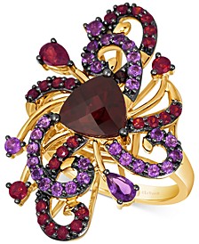 Pomegranate Garnet (4 ct. t.w.) & Grape Amethyst (5/8 ct. t.w.) Swirling Statement Ring in 14k Gold