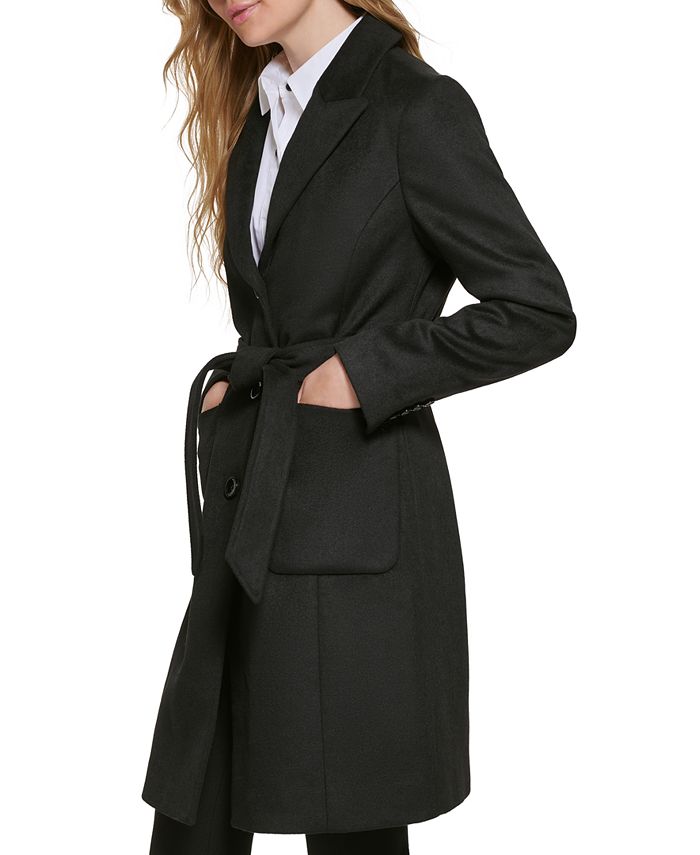 Karl Lagerfeld Paris Womens Belted Notched Collar Wrap Coat And Reviews Coats And Jackets Women