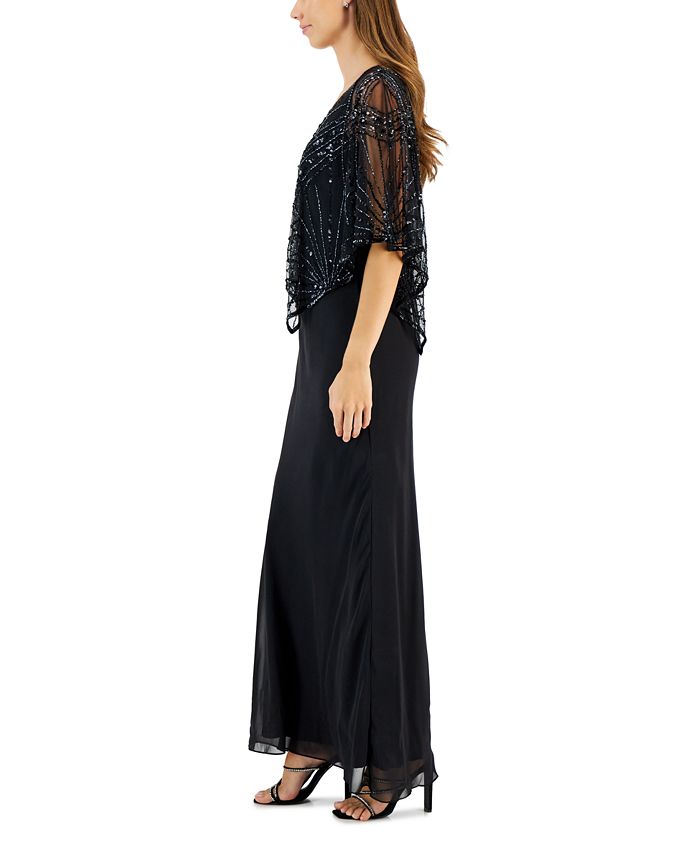 j kara embellished overlay gown