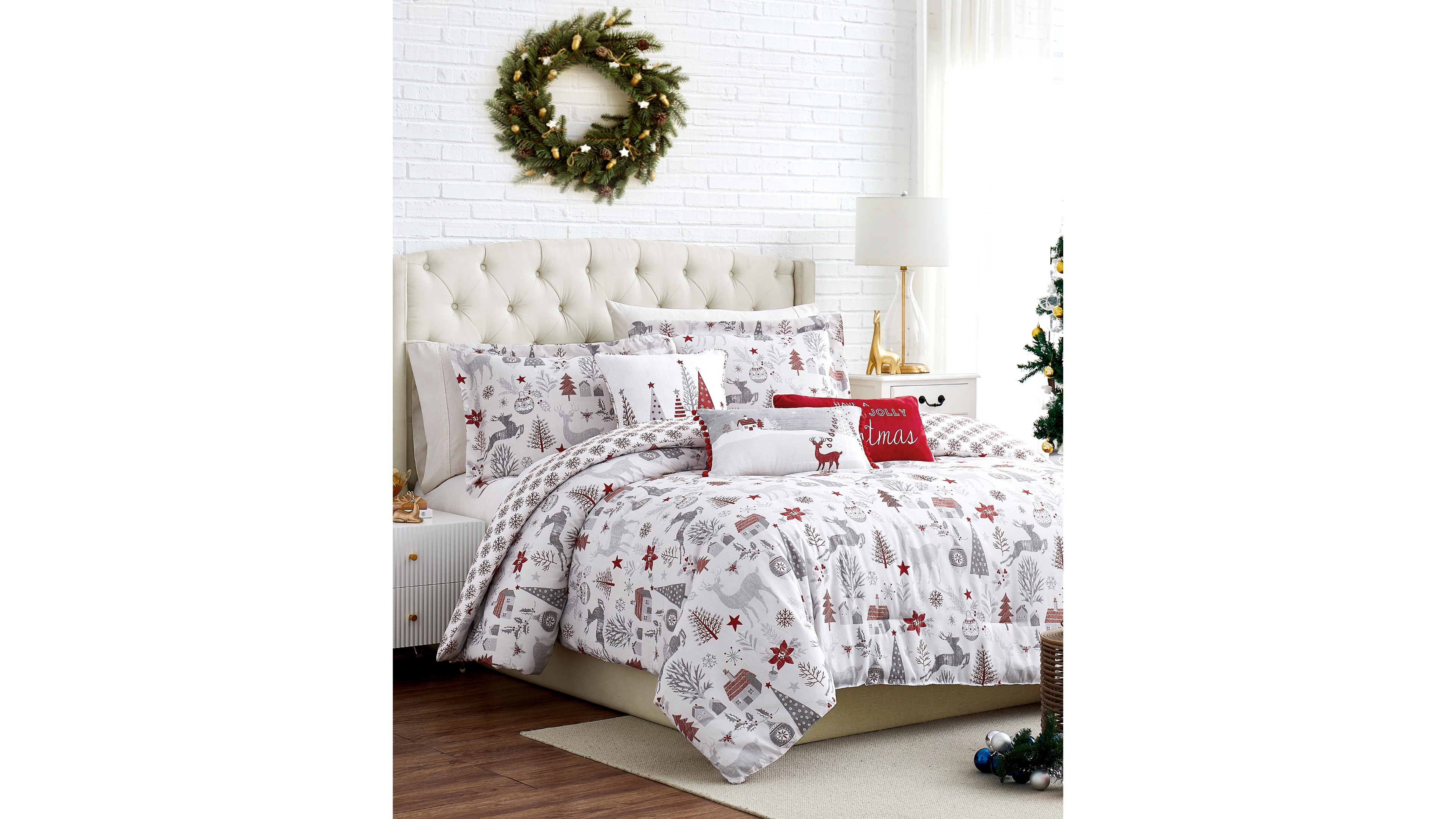 Southshore Fine Linens Holly Jolly Lane Reversible 6-Pc. Comforter Set, Twin