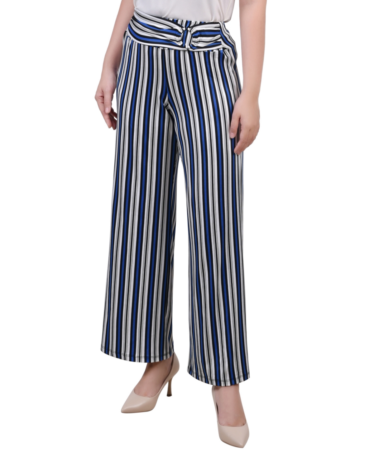 Petite Cropped Pull On Pants with Sash - Nice Icemoon