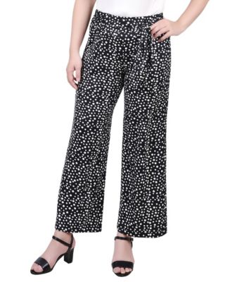 NY Collection Petite Cropped Pull On Pants with Sash - Macy's