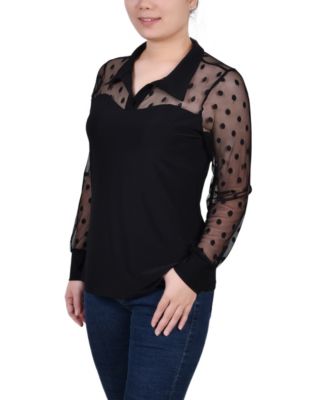 Petite Mesh Sleeve Top