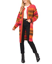 Women's Space-Dyed Stripe Open-Front Cardigan