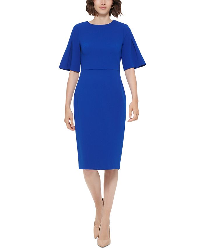 Calvin Klein Crewneck 3/4-Sleeve Sheath Dress - Macy's