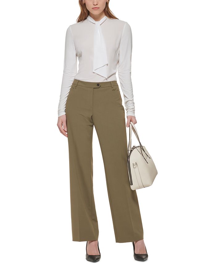 Calvin Klein Petite Lux Modern Fit Slim-Leg Pants - Macy's