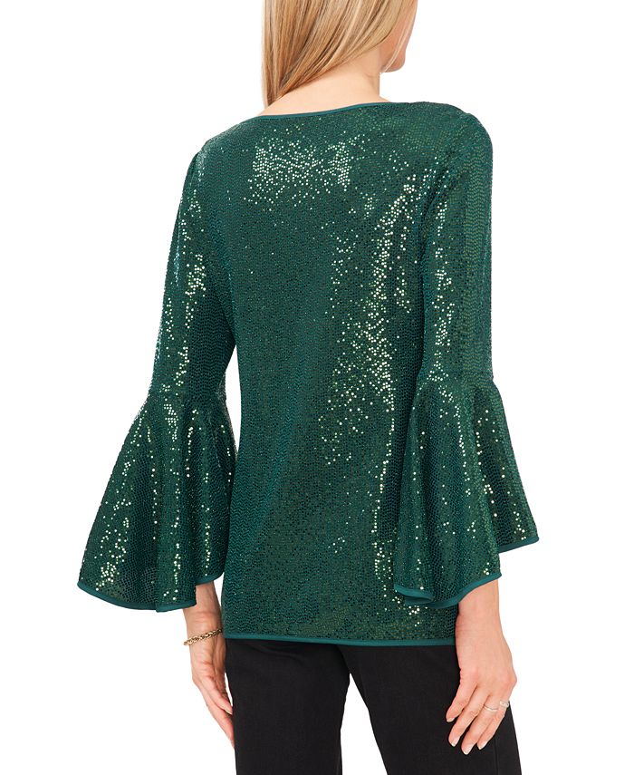 Vince Camuto Metallic Knit Flutter Sleeve Top & Reviews - Tops - Women ...