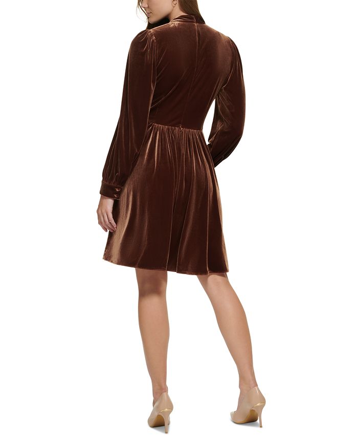 Calvin Klein Velvet MockNeck Fit & Flare Dress Macy's