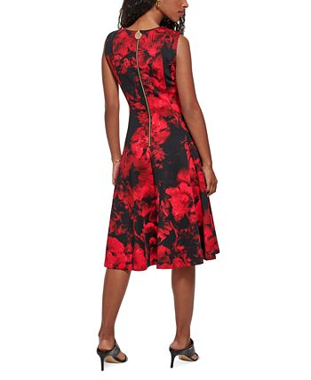 Calvin Klein Floral-Print Sleeveless A-Line Dress & Reviews - Dresses -  Women - Macy's