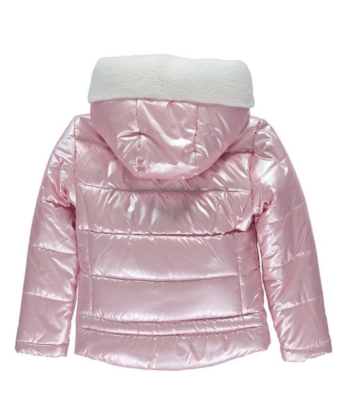 S Rothschild & CO S. Rothschild Toddler Girls Long Sleeve Metallic Jacket with Sherpa Lined Hood