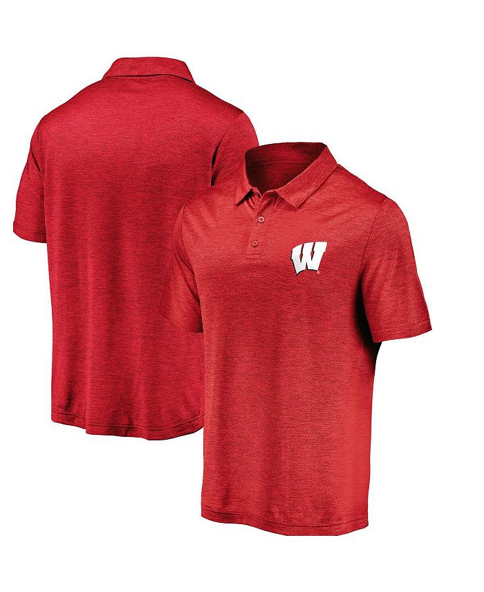 Fanatics Men s Red Wisconsin Badgers Primary Logo Striated Polo