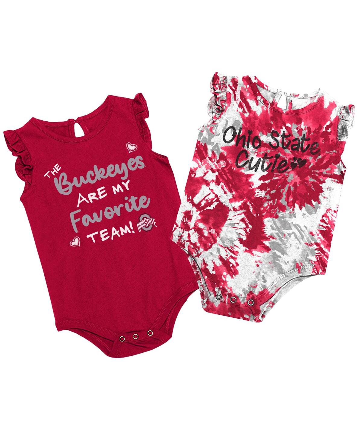 Shop Colosseum Girls Newborn And Infant  Scarlet Ohio State Buckeyes Two Bits Two-pack Bodysuit Set