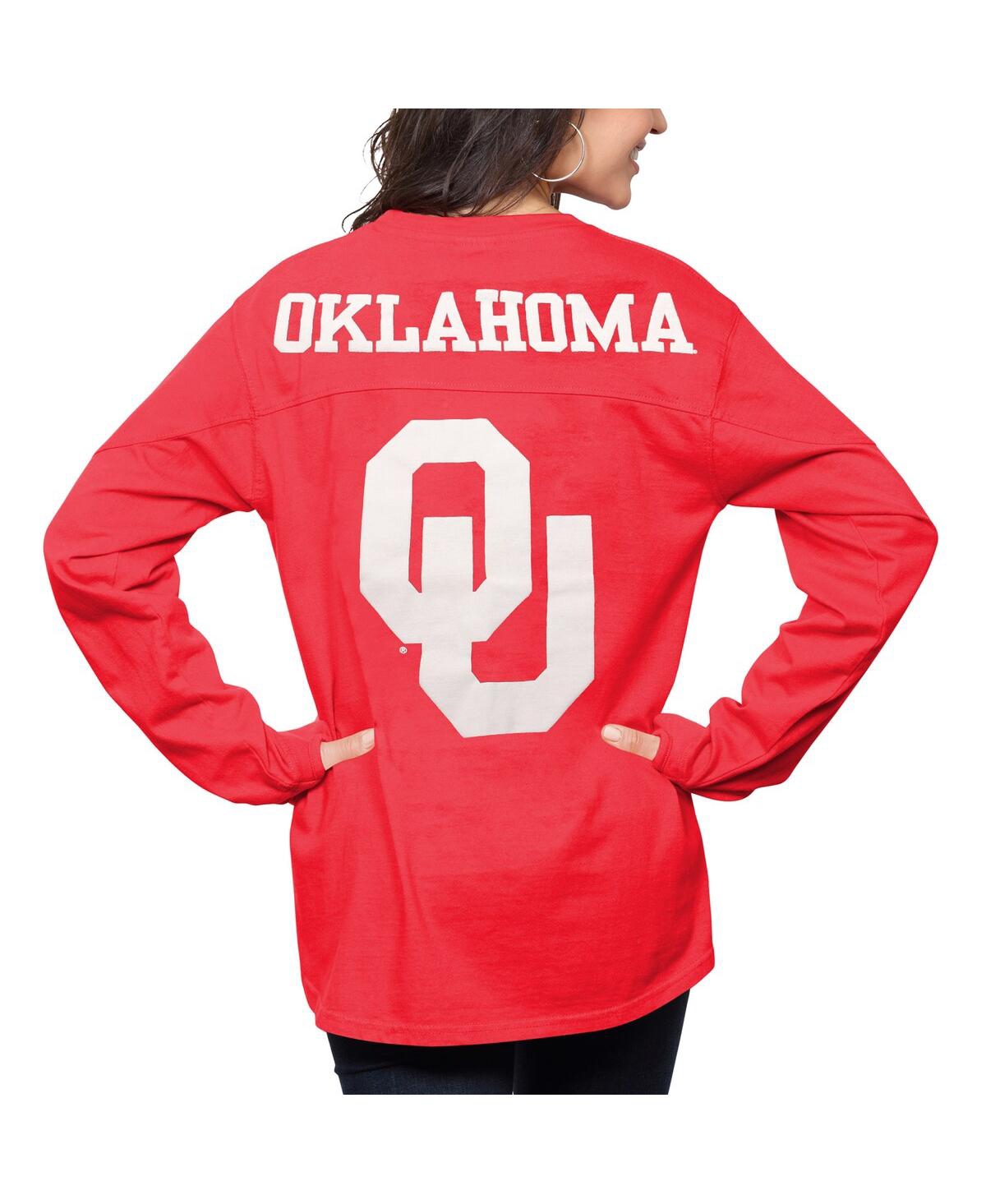 PRESSBOX WOMEN'S PRESSBOX CRIMSON OKLAHOMA SOONERS THE BIG SHIRT OVERSIZED LONG SLEEVE T-SHIRT 