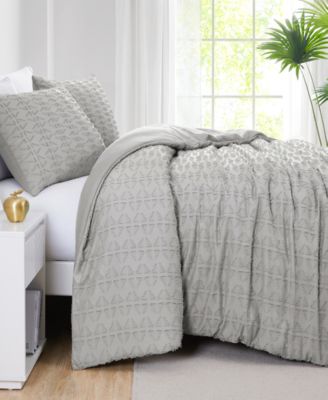 Dhara 3 Piece Textured Duvet Cover Set, Full/Queen