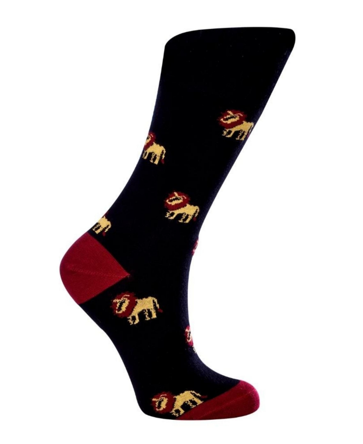 Women's Lions W-Cotton Dress Socks with Seamless Toe Design, Pack of 1 - Black