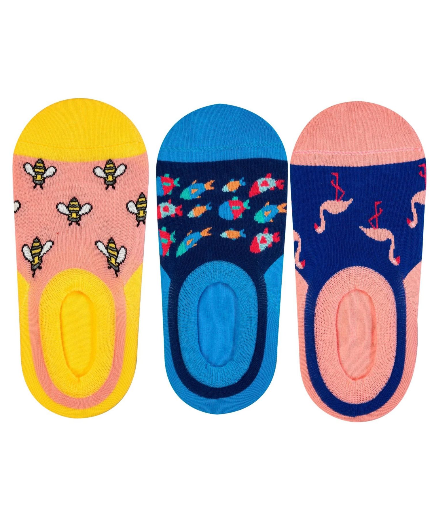 Women's No-Show W-Cotton Novelty Socks with Seamless Toe, Pack of 3
