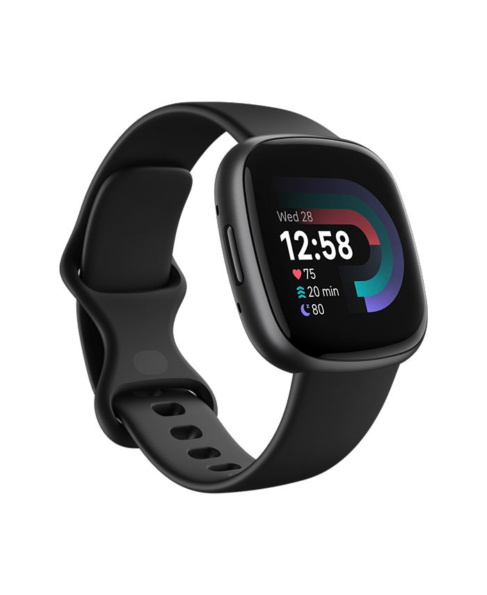 Fitbit Versa 4 Black Graphite Premium Smartwatch, 39mm - Macy's