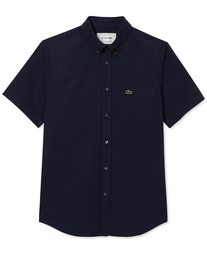 Lacoste Men's Regular-Fit Spread Collar Solid Oxford Shirt - Macy's