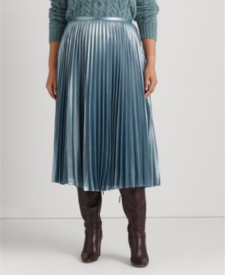 Lauren Ralph Lauren Plus-Size Pleated Metallic Chiffon Skirt Lauren Ralph Lauren Plus-Size Pleated Metallic Chiffon Skirt