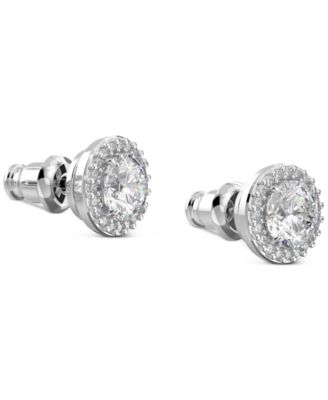 Silver-Tone Constella Pav&eacute; Button Earrings